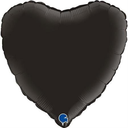 Folieballon zwart hart 43 cm
