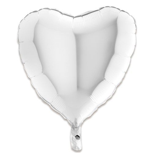 Folieballon wit hart 43 cm