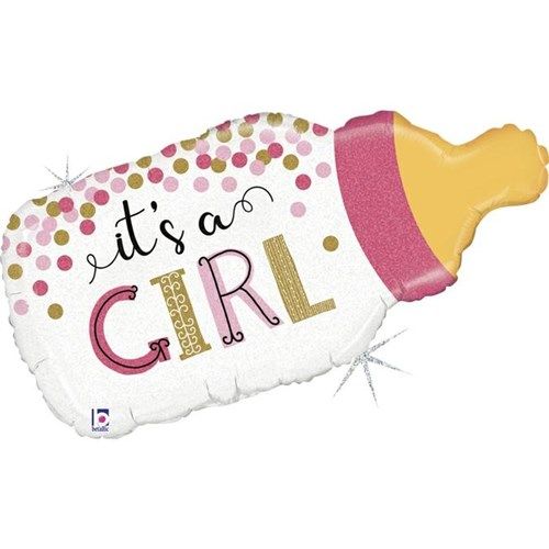 Folieballon Geboorte - Fles Meisje - 74 cm - Helium- en Luchtvulling