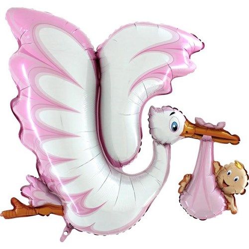 Folieballon Geboorte Meisje - Ooienvaar Roze