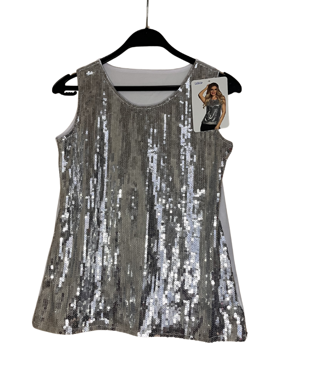 Pailletten Top ZIlver Dames 