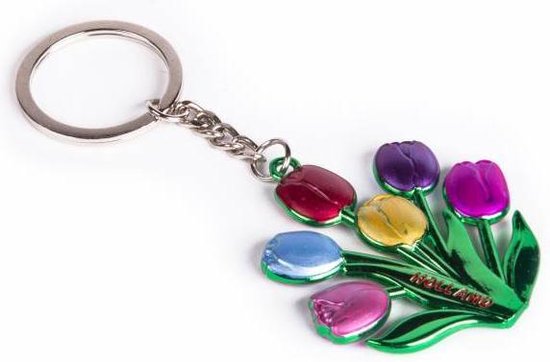 Sleutelhanger 3D tulpen kleurrijk