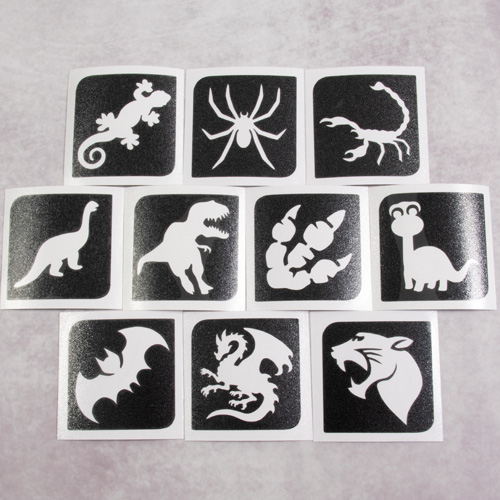 Grimas Sjablonen - Glittertattoo - Dino - 10 stuks