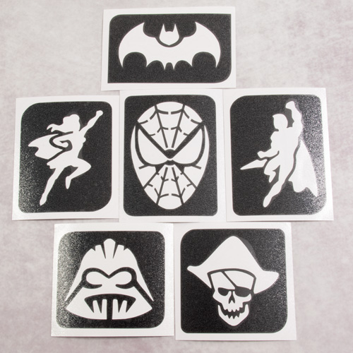 Grimas Sjablonen - Glittertattoo - Hero - 6 stuks