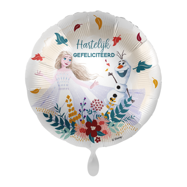 Folieballon - Frozen Olaf & Elsa - Hartelijk Gefeliciteerd - 45 cm