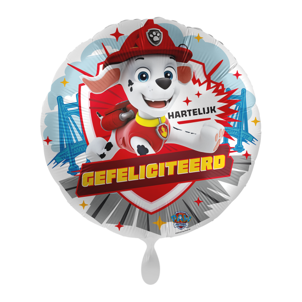 Folieballon - Paw Patrol Marshall - Hartelijk Gefeliciteerd - 45 cm