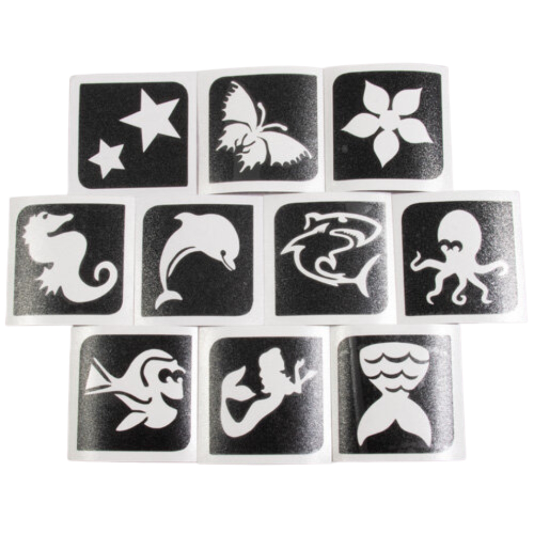 Grimas Sjablonen - Glittertattoo - Aqua - 10 stuks 