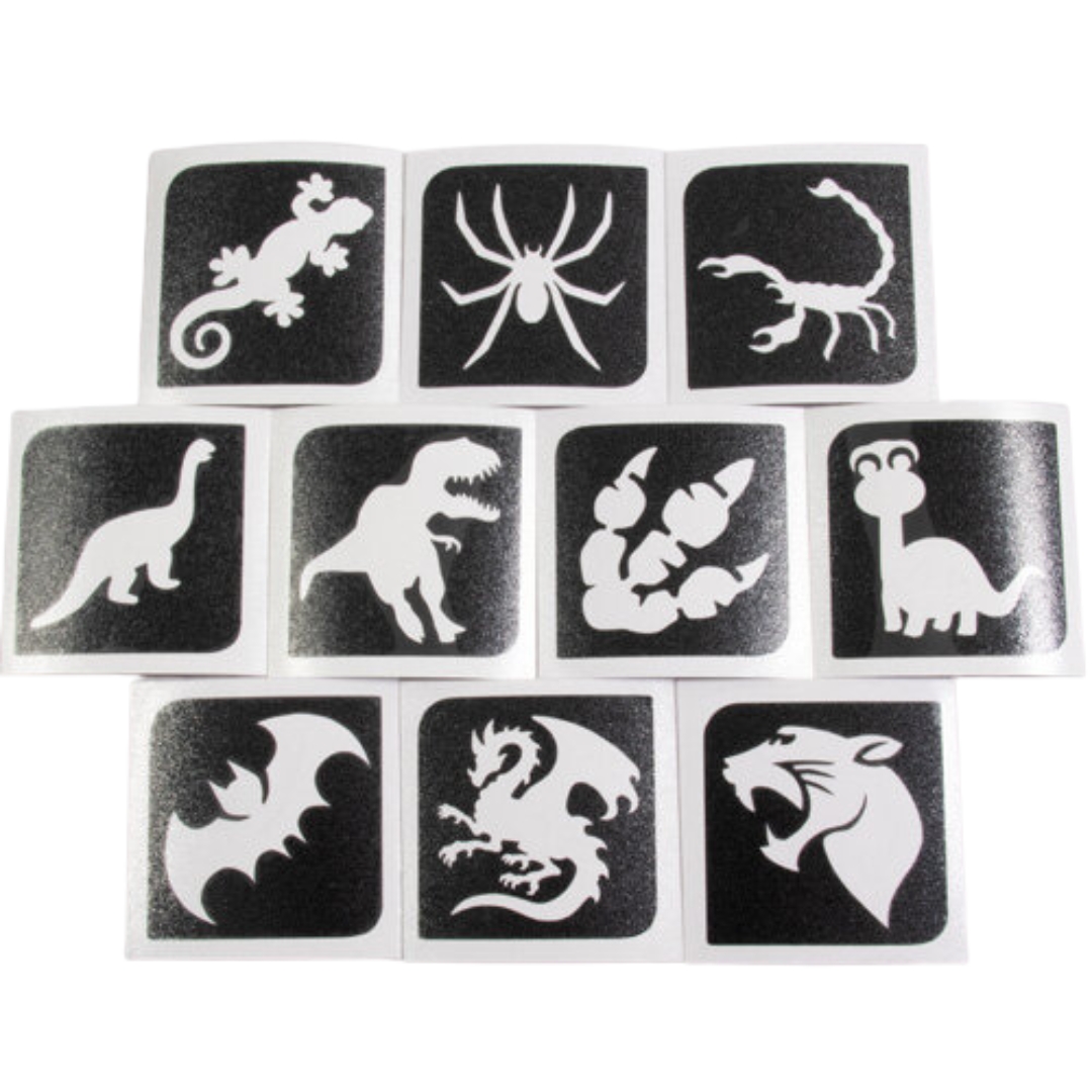 Grimas Sjablonen - Glittertattoo - Dino - 10 stuks