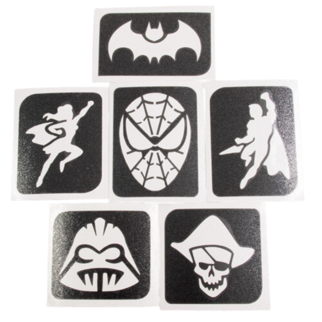 Grimas Sjablonen - Glittertattoo - Hero - 6 stuks