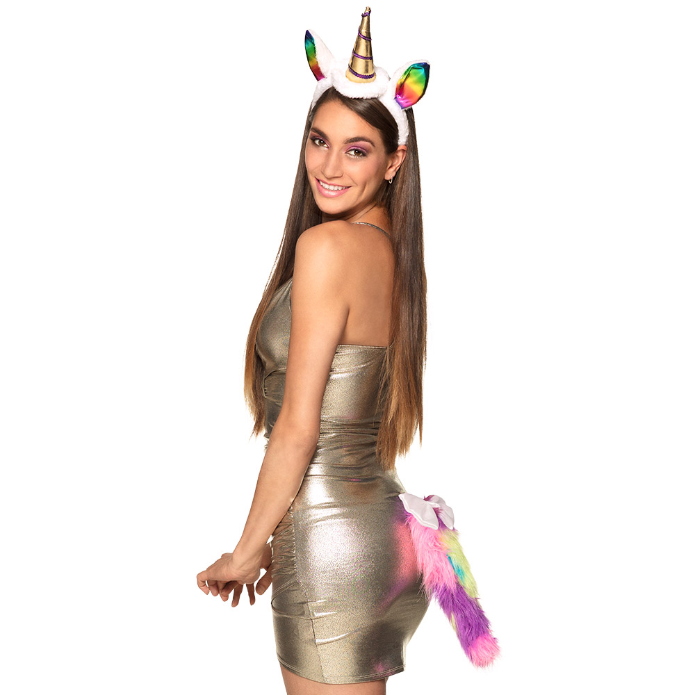 Eenhoorn Set 2-delig - Pluche Dierenset - Diadeem en Staart