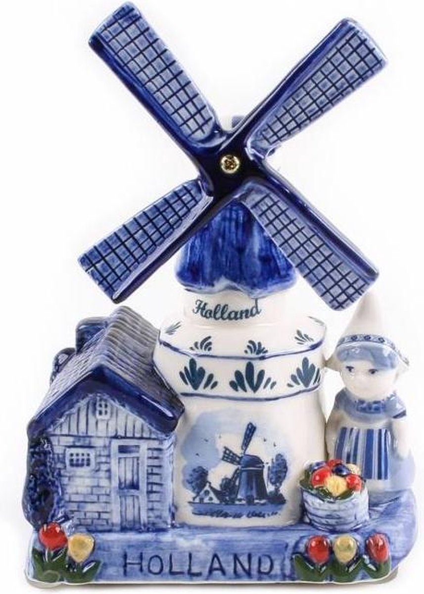 Muziekmolen - Boerin Holland Molen - Keramiek met Muziek - 16 cm