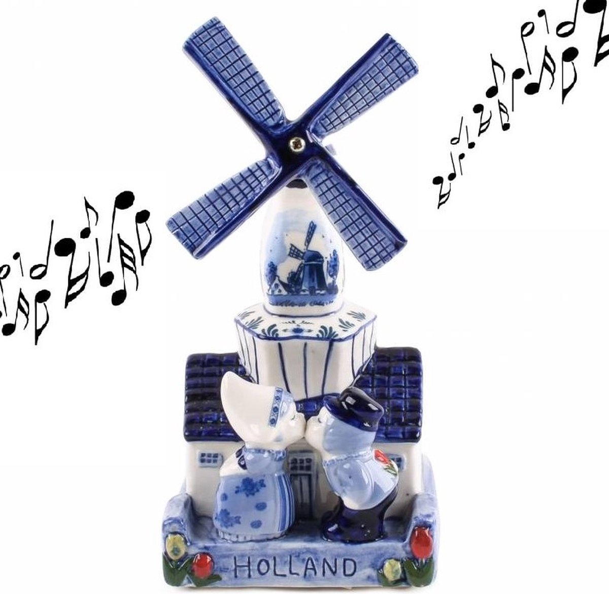 Molen kussend paartje keramiek met muziek