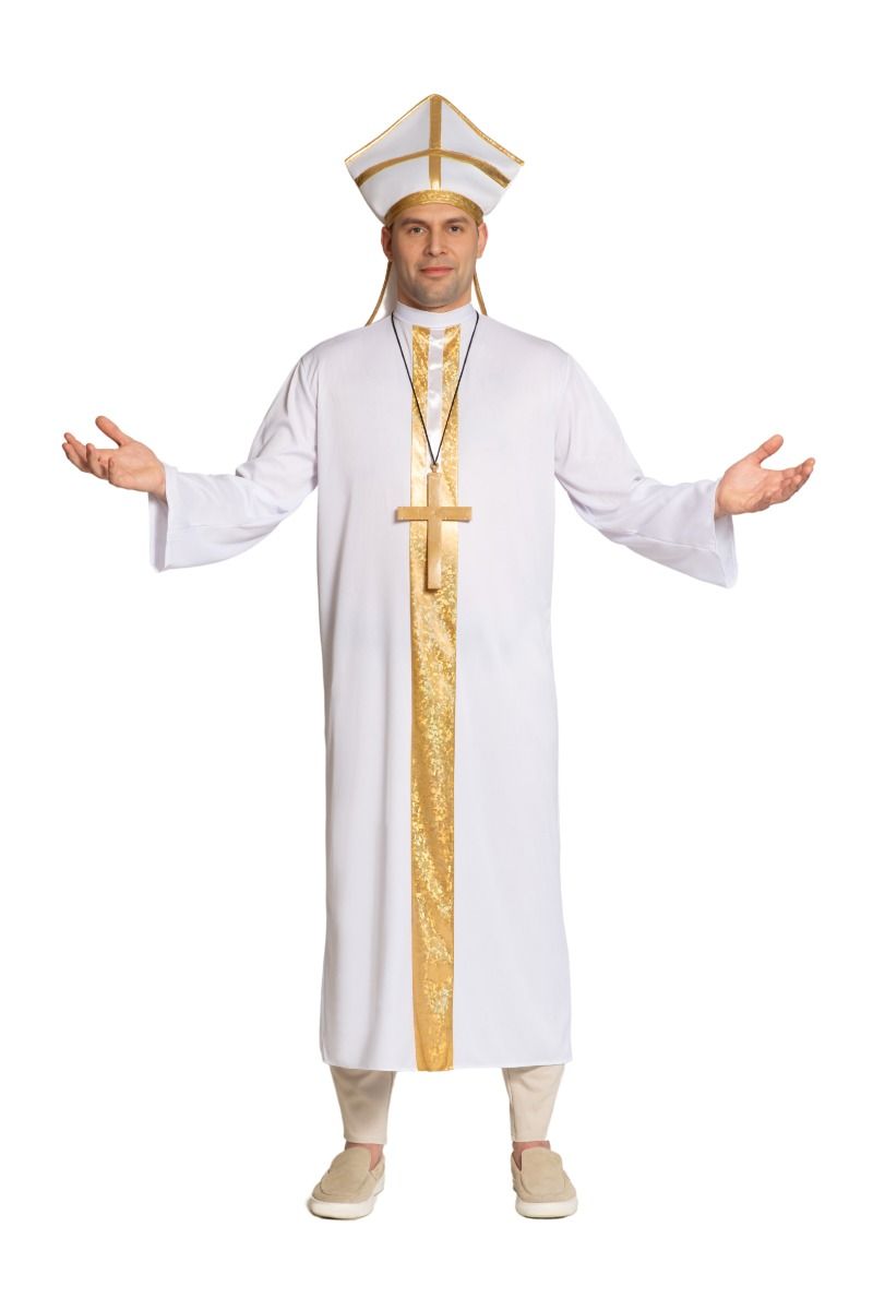 Paus Kostuum - Pope - Wit-Goud - Volwassenen