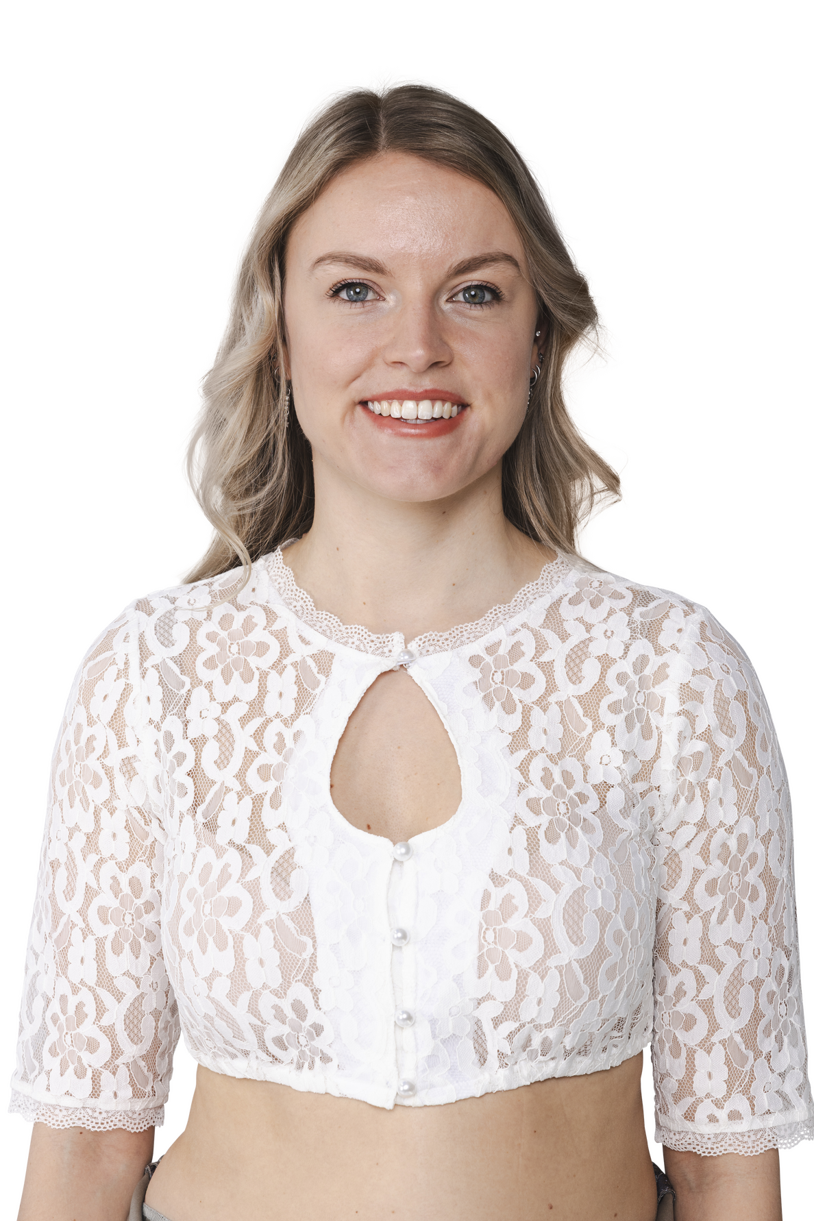 Dirndl Blouse Oktoberfest - Cremé - Druppelvormige Halslijn - Dames