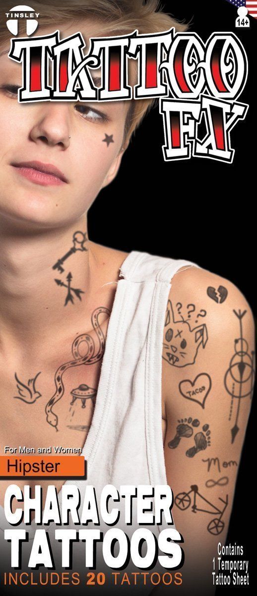 Plak Tattoo Set - Hipster - 20 stuks