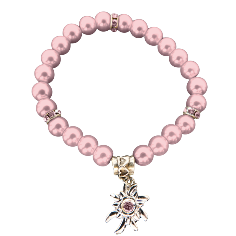 Oktoberfest Armband - Roze Parels en Edelweiss
