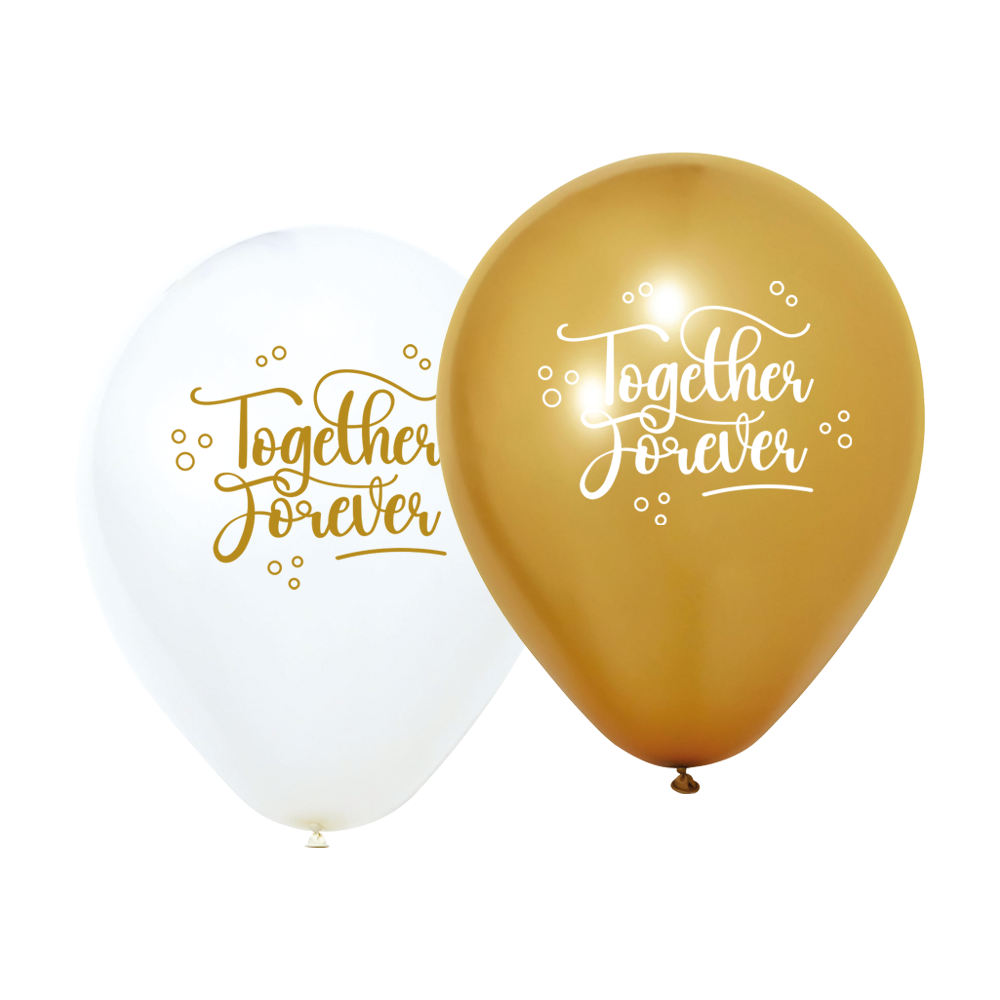 Huwelijk Ballonnen - Together Forever - Goud-Wit - 8 stuks 