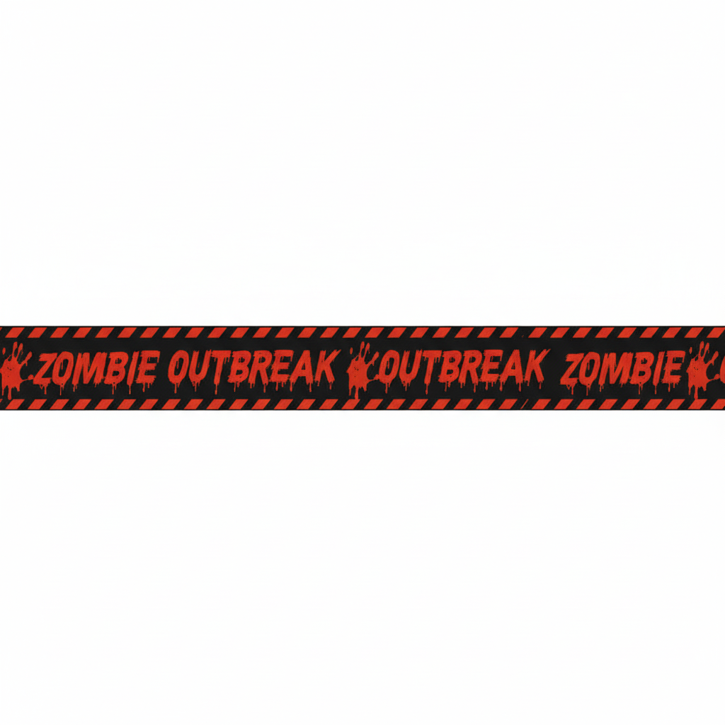 Afzetlint Halloween - Zombie Outbreak - Zwart-Rood - 10 meter