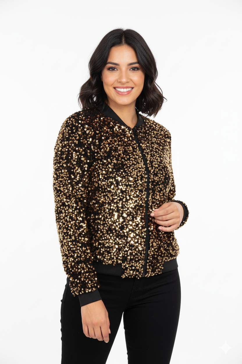 Paillettenjasje dames goud