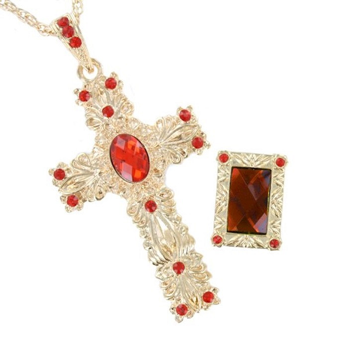 Sinterklaas Set - Kruis Ketting met Ring - Goud-Rood