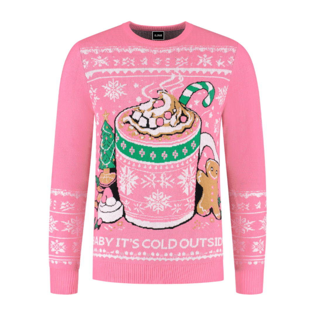 Foute Kersttrui - Marshmallows - Roze - Volwassenen