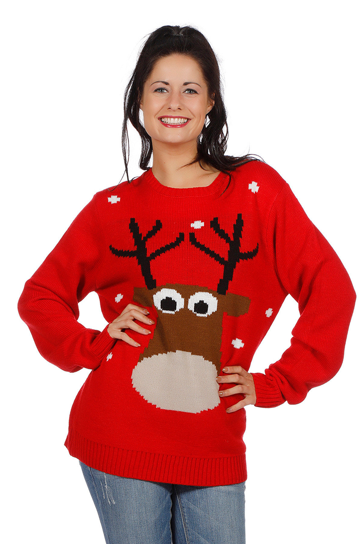 Foute Kersttrui - Rood - Rendier - Volwassenen