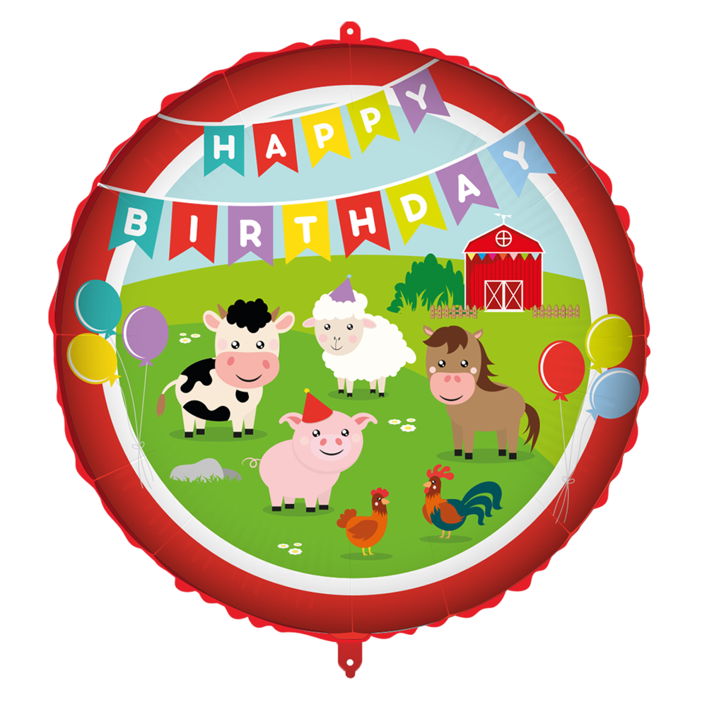 Folieballon - Boerderij Happy Birthday - 45 cm - Helium- en Luchtvulling
