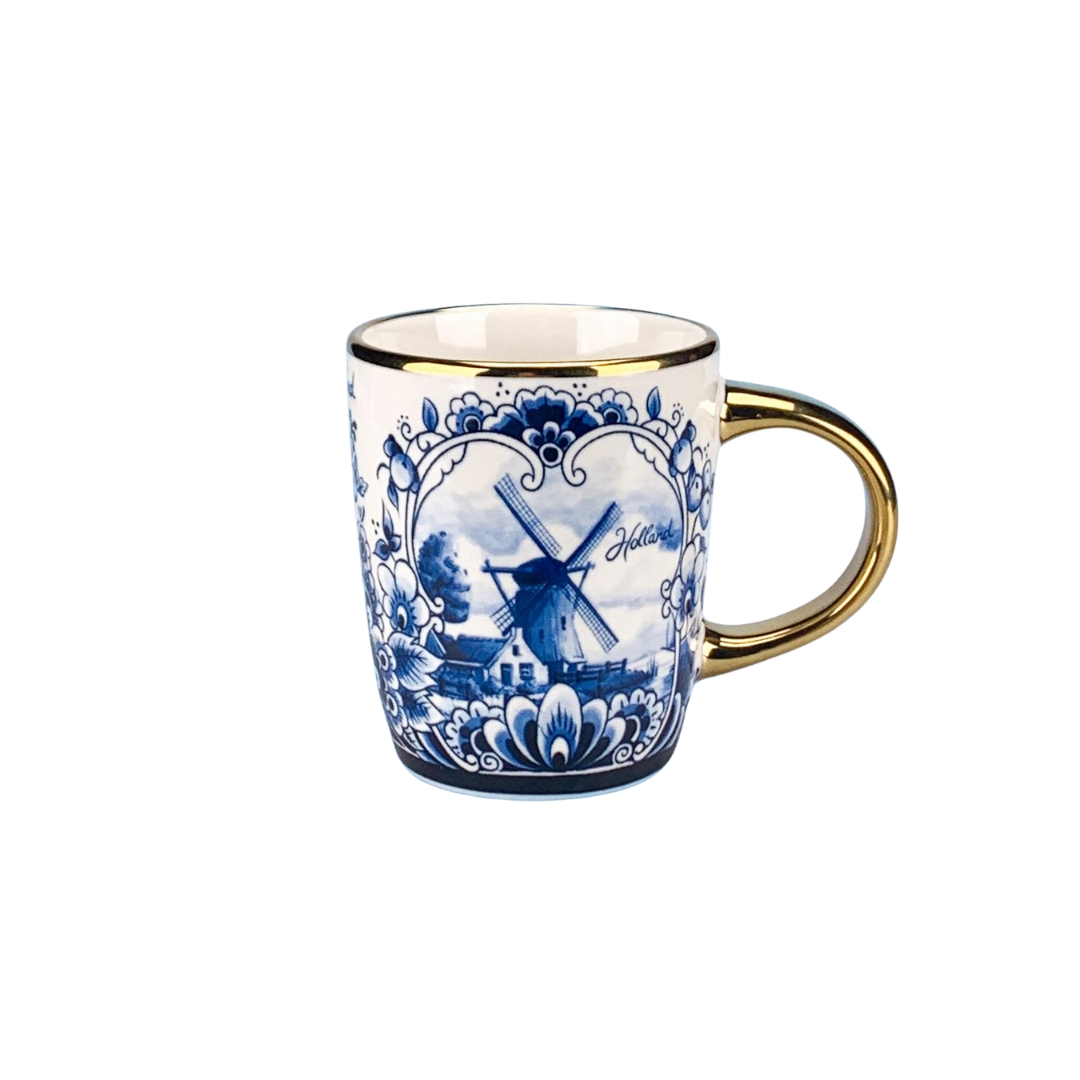 Souvenir Mok - Koffiemok Delftsblauw Goud