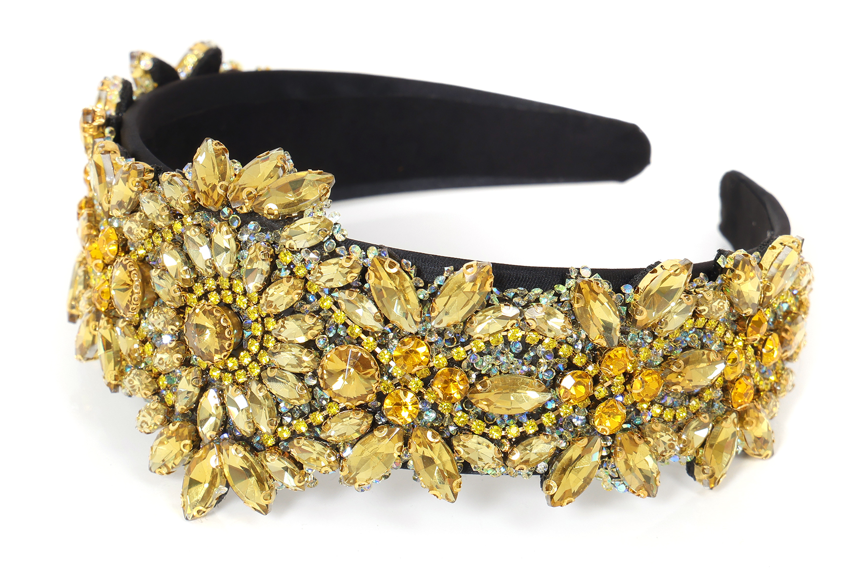 Strass Haarband Steentjes - Bloemen Goud