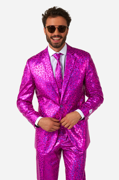 Opposuits - Carnavalskleding Heren -  Peppy Pink 3-delig