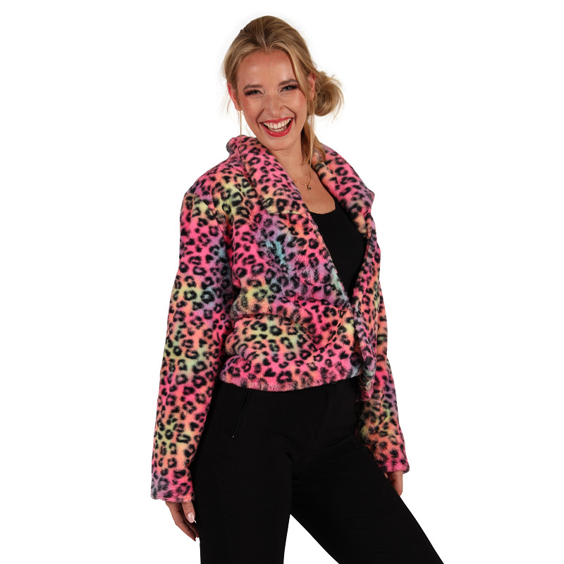Bontjasje Neon Panter - Zachte Pluche Jas - Dames