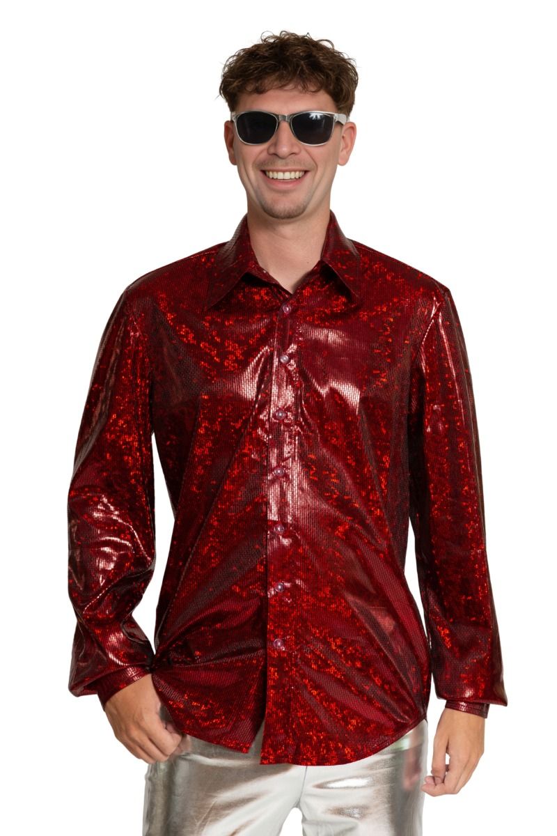 Shiny Disco Shirt - Rood - Heren