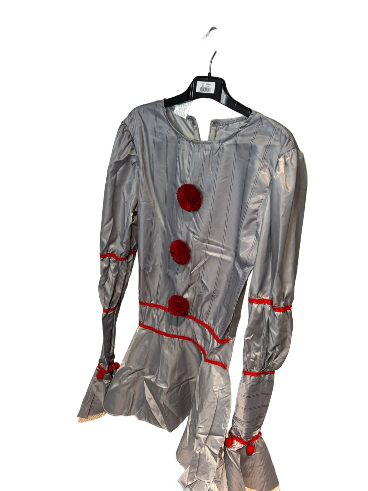 Tweedehands- Clownspak- Maat XS - Grijs