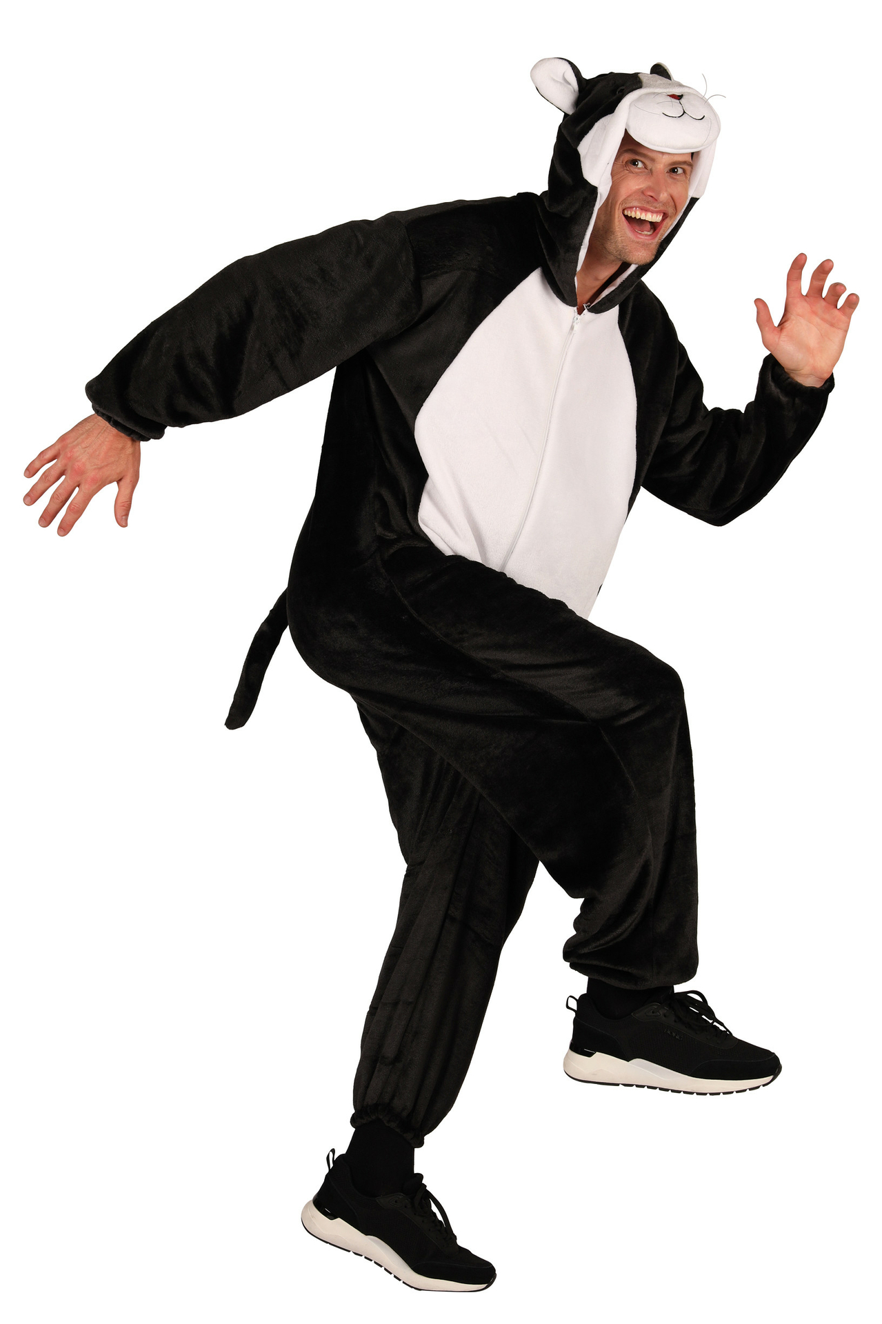 Onesie Poezenkostuum - Pluche - Volwassenen - Zwart-Wit
