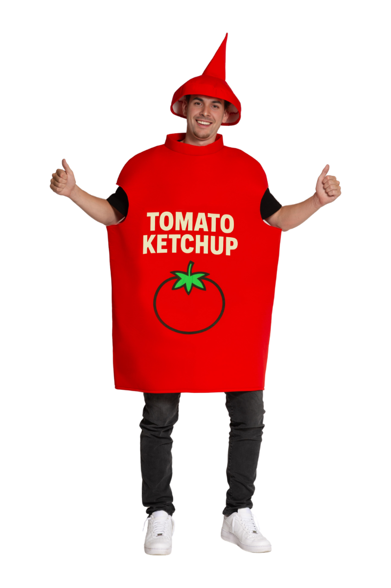 Ketchup Fles Kostuum - Rood - Volwassenen