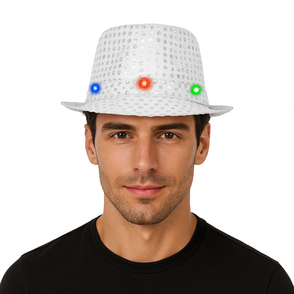 Hoed Lichtjes Pailletten - Disco - Zilver