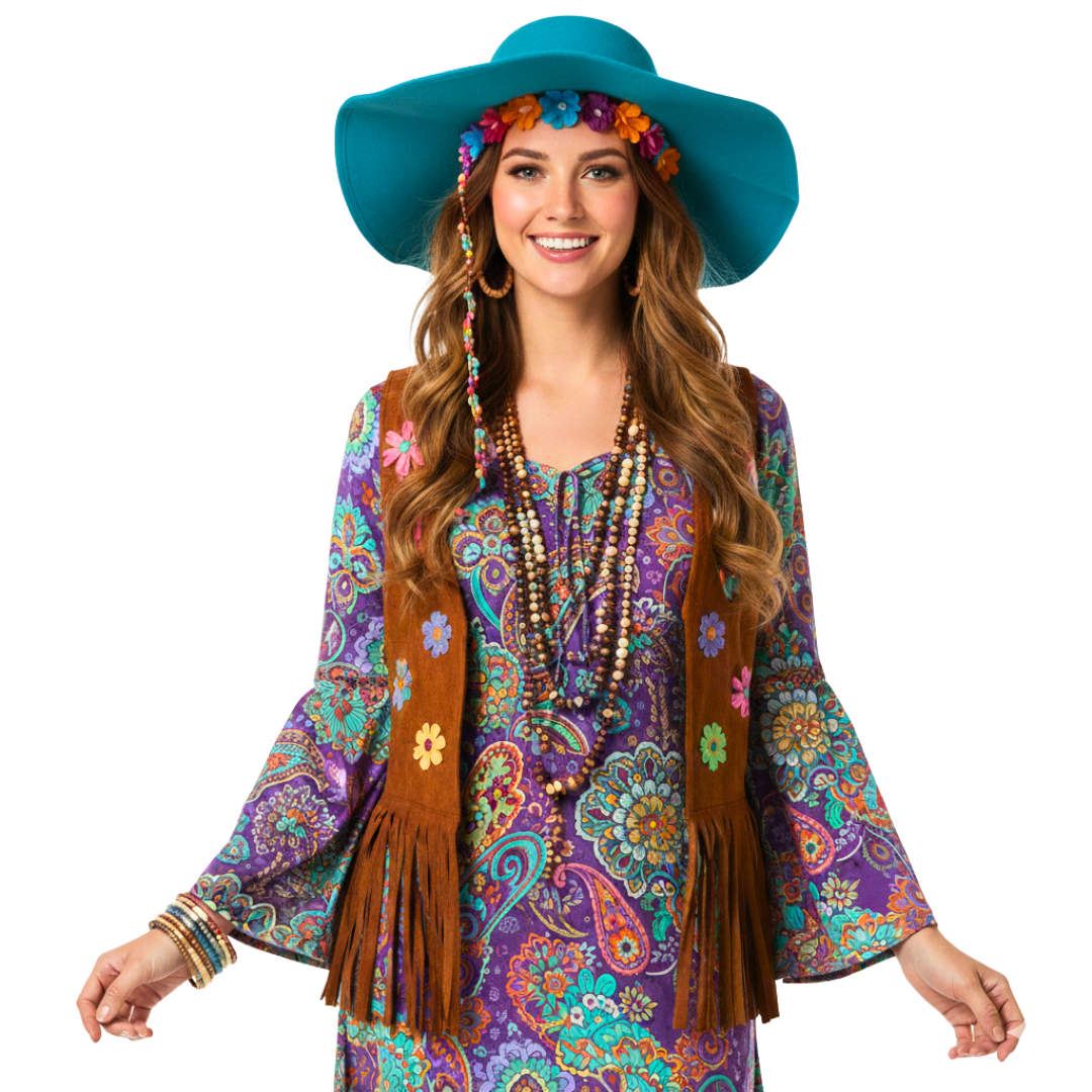 Hippie Flaphoed &ndash; Turquoise &ndash; Jaren &rsquo;70