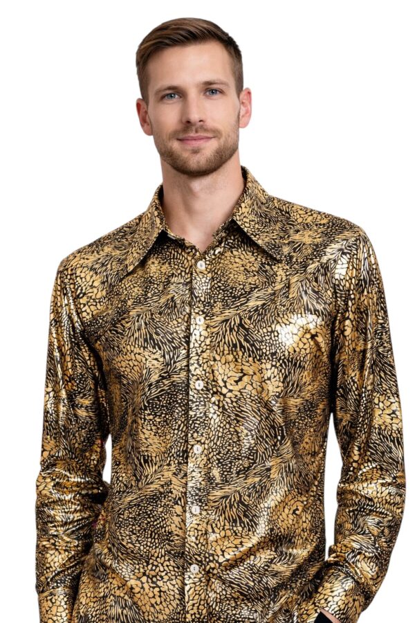 Blouse Slangenprint - Goud-Zwart Foute Party - Jaren 80 & 90 - Volwassenen
