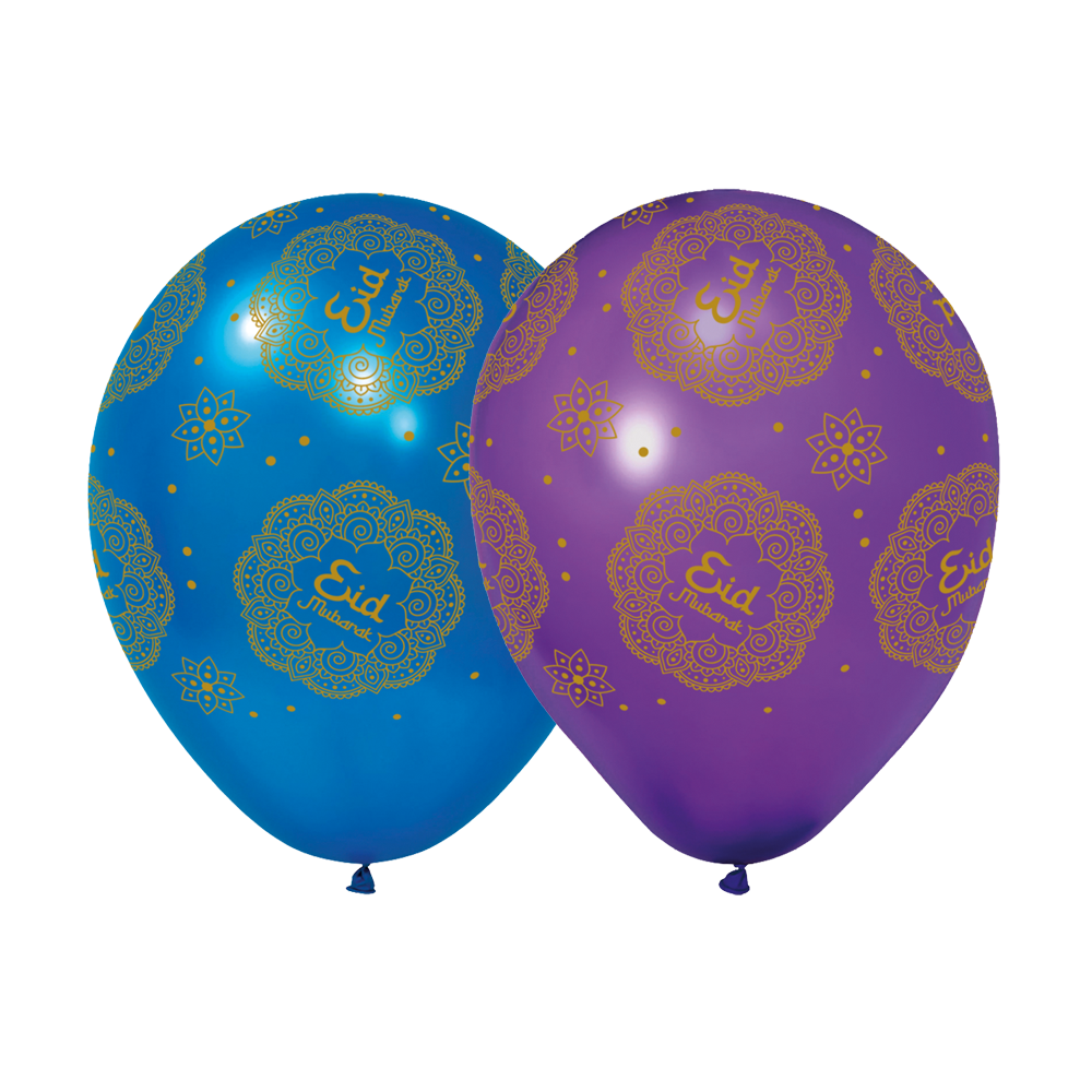 Eid Mubarak - Ballonnen - 6 stuks - blauw-goud-paars