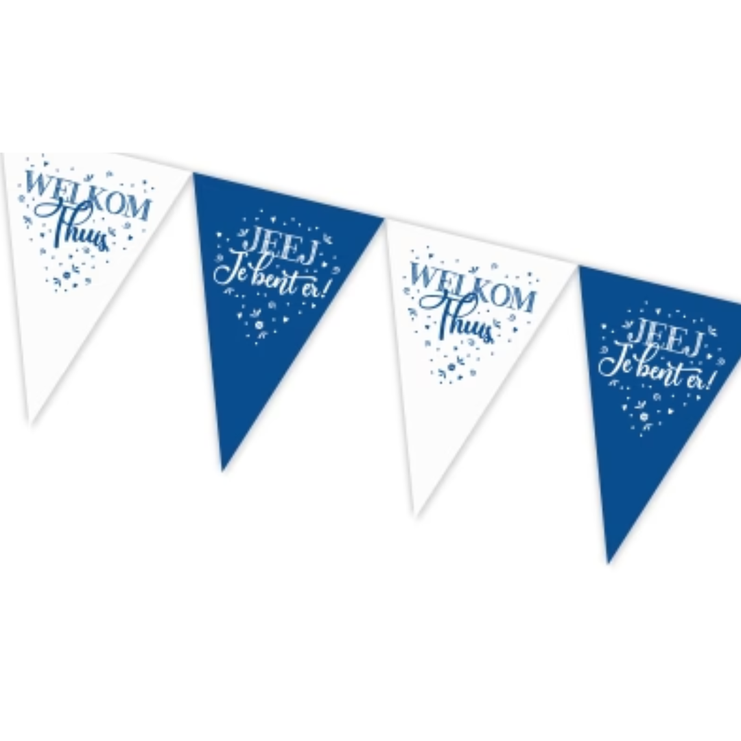 Vlaggenlijn Welkom Thuis - Blauw-Wit - 4 meter