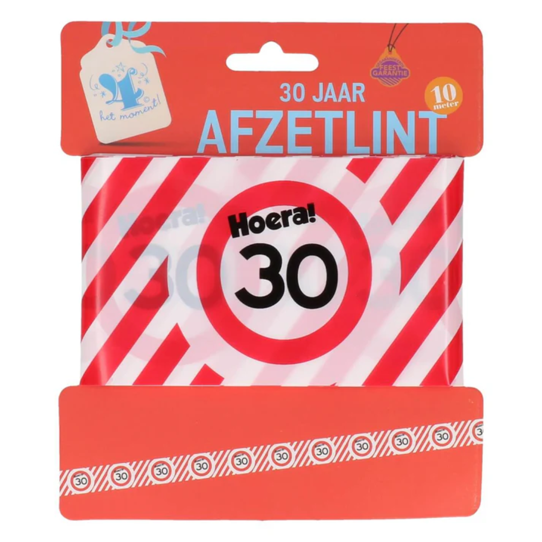 Afzetlint Verkeersbord - 40 Jaar - Rood-Wit - 10 meter