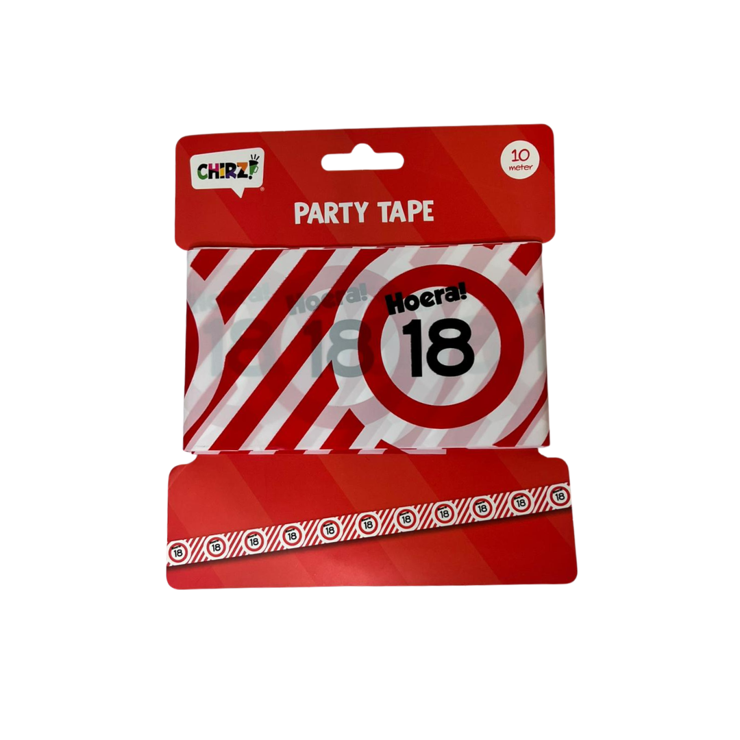 Afzetlint Verkeersbord - 18 Jaar - Rood-Wit - 10 meter