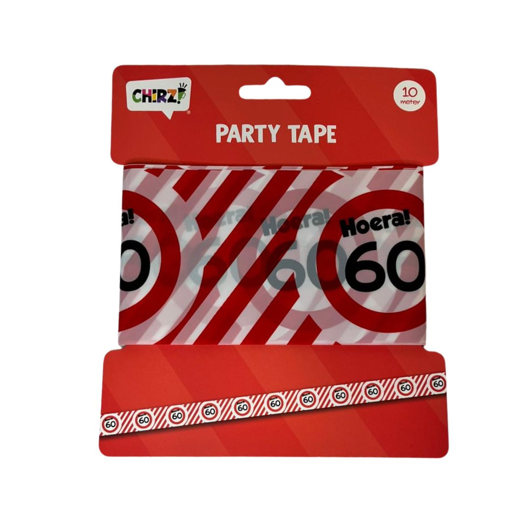 Afzetlint Verkeersbord - 60 Jaar - Rood-Wit - 10 meter