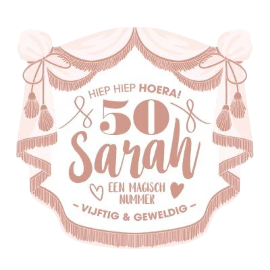 Huldeschild Muurdecoratie - Sarah 50 - Wit-Ros&eacute; Goud
