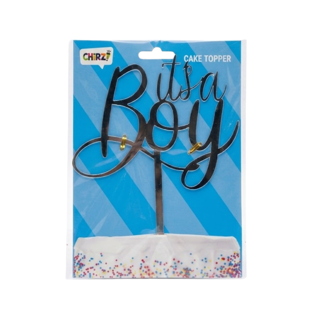 Taartprikker - It's a boy - Cake Topper Zilver