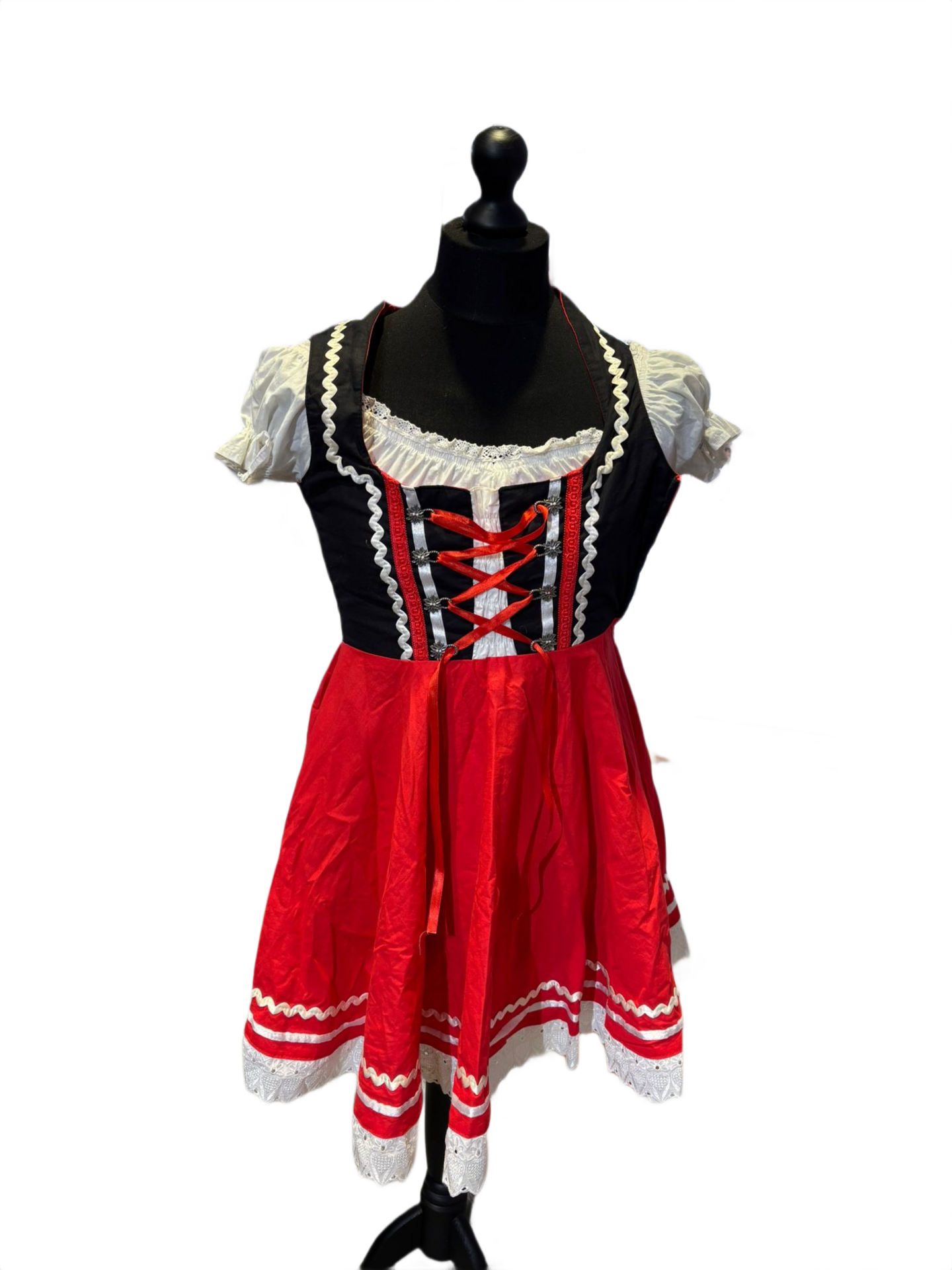 Tweedehands –  Traditioneel Duitse Dameskleding-  Maat 36 - Rood