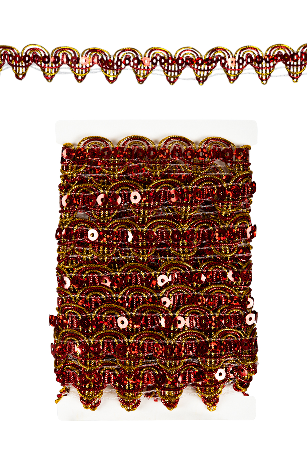 Paillettenband Golvend Decoratie Rood - Galon - 3 meter