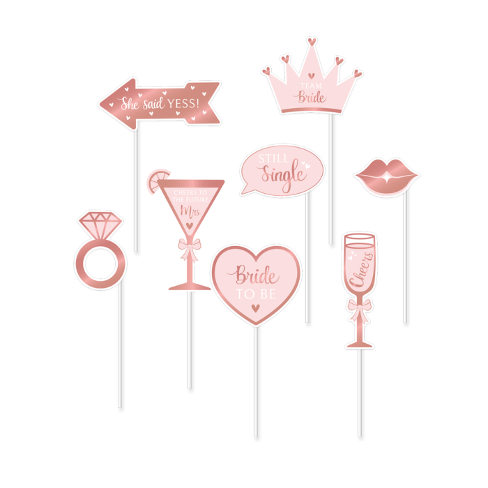 Bride to be Photobooth Set - Ros&eacute; - 8 stuks
