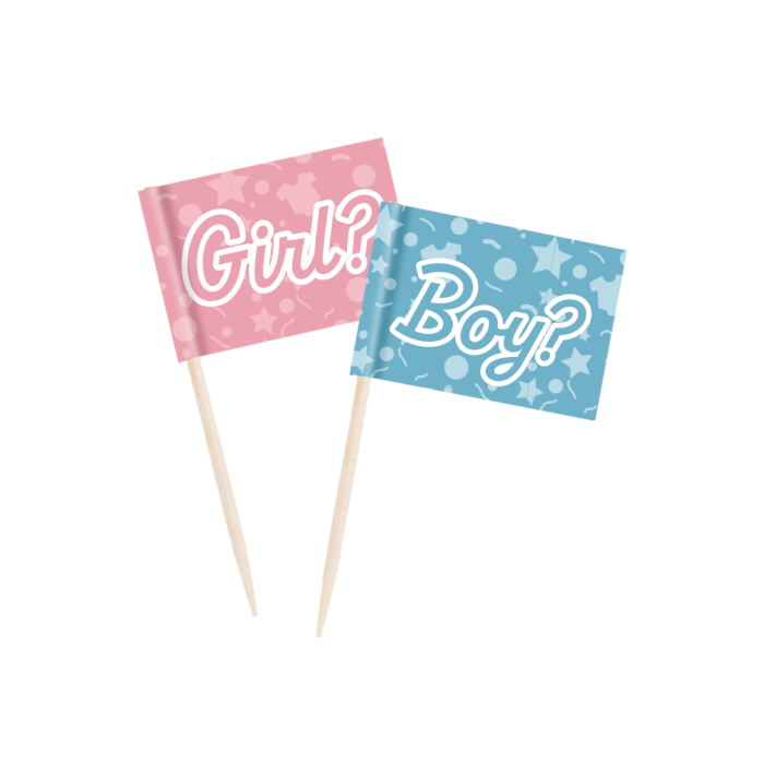Gender Reveal - Cocktail Prikkers - Roze en Blauw - 50 stuks