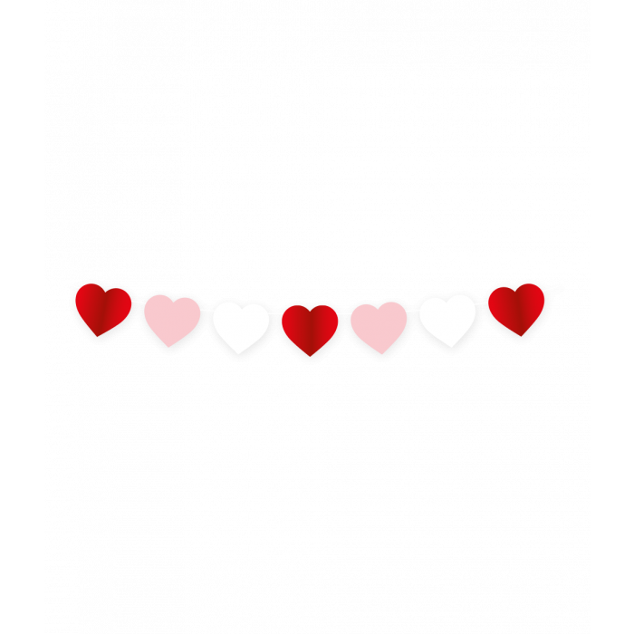 Love Hartjes Slinger - Valentijn - Roze-Rood-Wit - 2,5 meter
